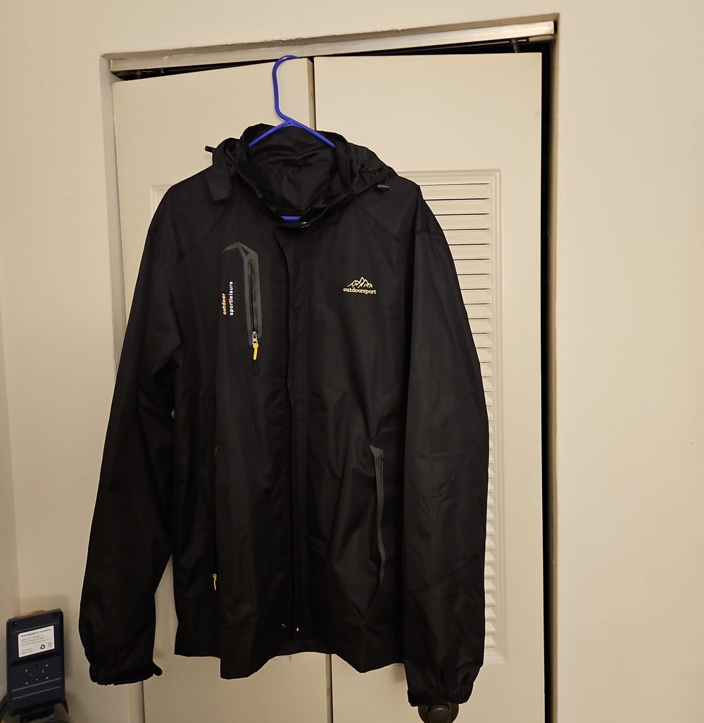 Men's Black Waterproof Hooded Jacket -